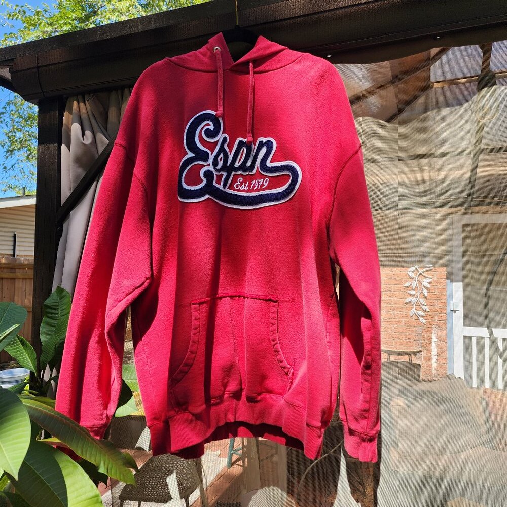 Vintage 90's ESPN Network MLB, NFL, NBA Sports Red Sweatshirt Hoodie Size XXL.